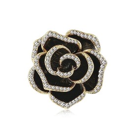 Elegant Camellia Brooch Pin for Women Girls Cubic Zirconia Crystal Flower Bouquet Brooch Lapel Pins Corsage Cardigan Sweater Coat Pin Cloth Dress Accessories Gifts for Mother's Day (Gold)