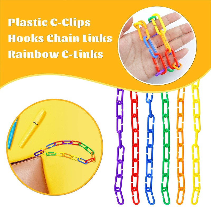 JIALEEY 100PCS Plastic Chain Links, Children's Learning Toy, Mix Color
