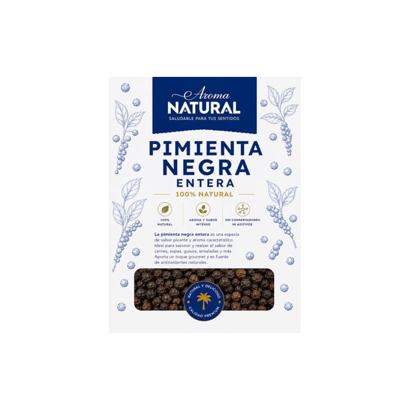 Aroma Natural | Pimienta Negra Entera 500 g – Bolsa