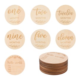 Kisangel 1 Set Wooden Monthly Milestone Cards Baby Announcement Cards Baby Monthly Milestone Discs Photo Props