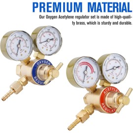 SPARKWHIZ Oxygen and Acetylene Regulators Set with Dual Gauge, CGA200 CGA540 USA Fast