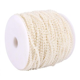 Guirnalda de Perlas 50m 3mm Beige con Cuerda Roscada para Decoración de Bodas, Ramos de Novia Manualidades DIY, Fiestas y Decoración de Habitación