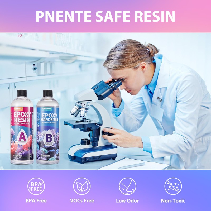 Pnente Crystal Clear Epoxy Resin Kit, 32oz Professional Self-Leveling No-Bubble