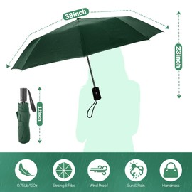EZIYIN Travel Compact Umbrella, Folding Travel Umbrella for Rain and Shine Small, Windproof Automatic Open/Close, Portable Mini Umbrellas for Backpack, Purse, Suitcase (Blackish Green)