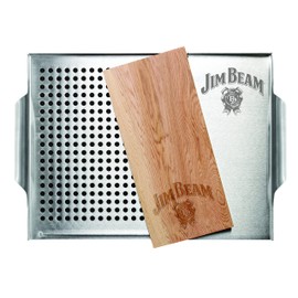 Jim Beam Cedar Plank Grill Topper Set Silver Accessory JB0162