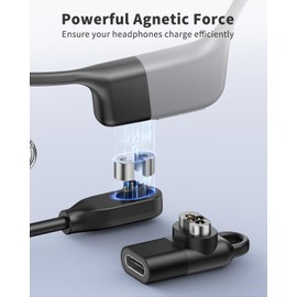 Charging Cable for Shokz OpenSwim Pro with 2 Type C Adapters, Gorixer Type C Cable Charging Converter Compatible for Shokz OpenSwim Pro, 4 Pin Magnetic Charger Cord for Shokz Bone Conduction Headphone