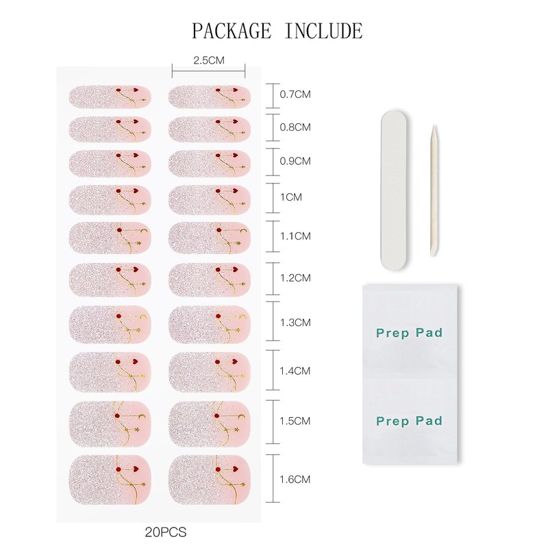 Semi Cured Gel Strips Nail Art Sticker Wrap Glitter