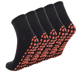 NOVAYARD 5 Pairs Non Slip Socks Non Skid Sticky Grip Socks Yoga Pilates Hospital Socks Men Women(Black,Medium)
