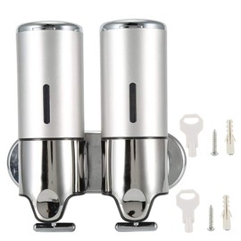 Qinlorgo Dispensador de jabón, dispensador de jabón líquido para Inodoro montado en la Pared del Hotel Dispensador Manual de champú para Ducha de baño(Double Cups)