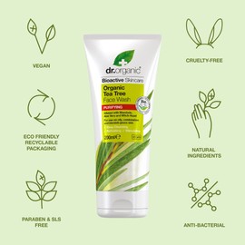 Dr Organic, Organic Tea Tree Face Wash , Natural , Vegan , Cruelty Free , Paraben & SLS Free , 200ml
