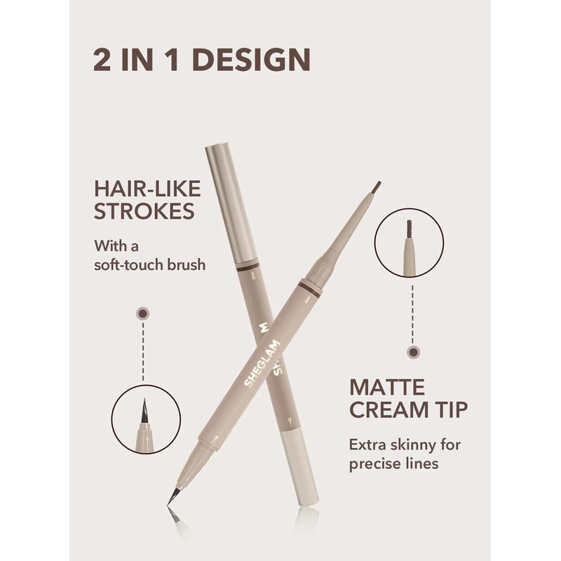 SHEGLAM Dual-Sided Eyebrow Pencils Cream Waterproof Long Lasting Eye brow