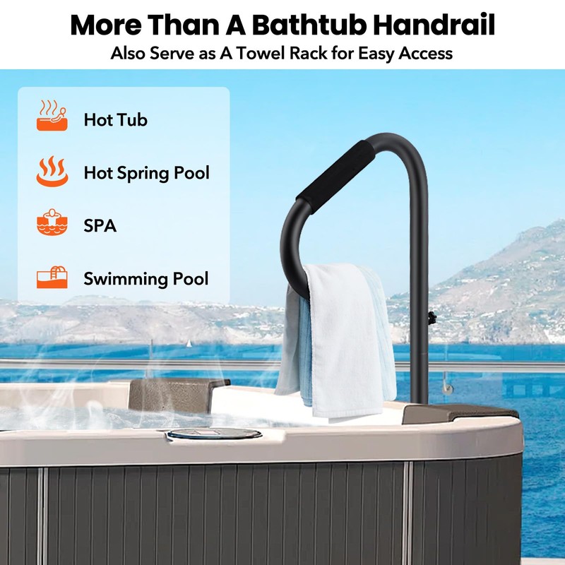 GarveeLife Hot Tub Handrail with LED Light, 360° Rotatable Spa