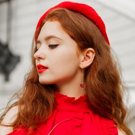 Red Heart Earring for Women Giltter Rhinestone Long Drop Dangling Valentines Earrings for Valentine Day