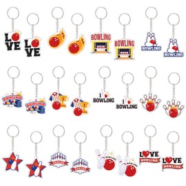 24 Pack Bowling Keychains Party Favors Kids Adults Acrylic Bowling Ball Pin Key Rings Sports Theme Birthday Goodie Bag Fillers Bowling Gifts Bowlers Team Prizes Backpack Charms Luggage Accessories