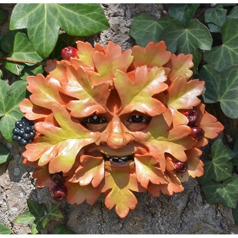 Hawthorn, Greenman Decorative Garden Wall Plaque. 10cm