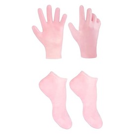 Calcetines y Guantes Hidratantes Exfoliantes Para Pies y Manos Set Cuidado Seca y Agrietada Color Rosa                                                
