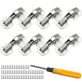 Jiaxitek 8 Pack Soft Close Damping Hinges, 90 Degree Cabinet Hinges, Concealed Cabinet Hinges, Easy to Install Slotless Hinges for Drawer Window Cupboard Cabinet Door Hinges