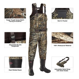 TIDEWE Chest Waders, Hunting Waders for Men Next Camo Evos with 800G Insulation, Waterproof Cleated Neoprene Bootfoot Wader, Insulated Hunting & Fishing Waders (Size 10)