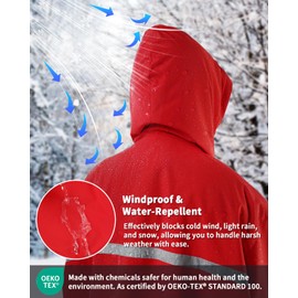 Owntop Swim Parka for Men, Waterproof Surf Poncho, Oversized Hooded Changing Robe for Pool Beach (Red, XL)