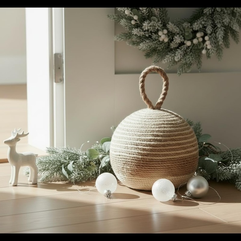 PEMAR Natural Wicker Door Stopper with Handle, Rustic Farmhouse Decorative