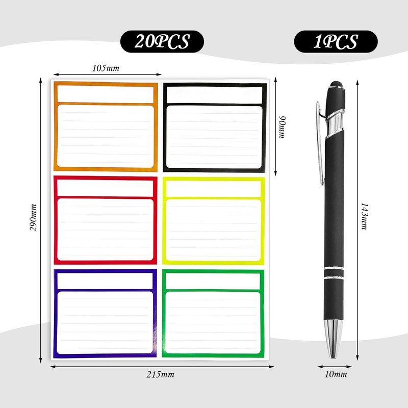 20 Sticky Labels and 1 Black Stylus, Writing Labels, Classified