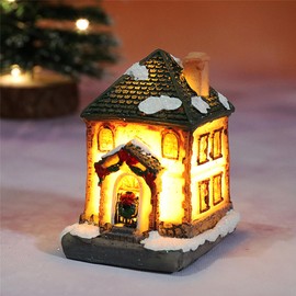 Christmas Village Sets, LED Lighted Christmas Village Houses with Figurines,Christmas Village Accessories Collection Indoor Room Decor Collectible Buildings (C)