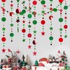 GCQQ 52Ft Christmas Garlands, Red Green Christmas Streamer Garland, Glitter