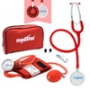Baumanometro Aneroide Medstar Kit con Estetoscopio de Doble Campana FULL COLOR (ROJO)