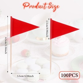 100 Pcs Golf Flag Toothpicks Golf Cupcake Toppers Solid Red Toothpick Flags Small Mini Plain Triangle Cupcake Toppers Flags Fruit Cheese Markers For Wedding Party Buffet Appetizers Diy Decoration