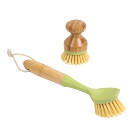 Bamboo Naturals Greenery Mini Scrub Brush & Dish Brush 2PC