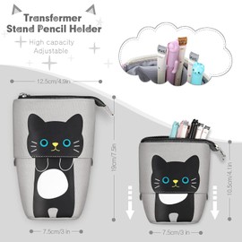 Zonon 417 Pcs Cute Cat Stationery Set Cat Telescopic Pencil Pouch Case Gel Ink Pen Sticky Memos Notes Cat Album Sticker for Classroom Office(Black Cat Style)
