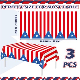 Chumia 3 Pack Puerto Rico Party Tablecloth Decorations Puerto Rico Themed Tablecloths for 12th of June National Day Country Decoration Kitchen Dining Room Home Dinner