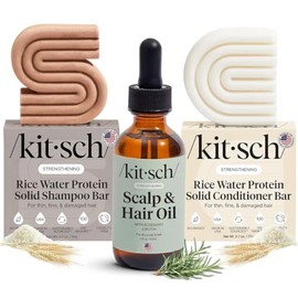 Kitsch Barra de Champú y Acondicionador de Arroz, Suero para Cuero Cabelludo Prelavado - Agua de Arroz para Fortalecer El Cabello, Romero para Cuero C
