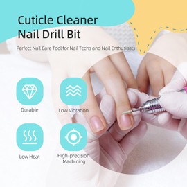 HYTOOS 3mm Short Tapered Cuticle Clean Nail Drill Bits, Russian Diamond Nail Bit Professional Safety Under Nail Cleaner Burr for Cuticle Dead Skin, Electric Nails Drill Accessories, Fine