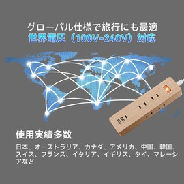 SAYBOUR LC-6C1S-2A1C Extension Cord, Power Strip, USB Rapid Charging, PD, 30W, Outlet, 6 Pieces, Lightning Guard Switch, Woodgrain Style, 5.9 ft (1.5 m)