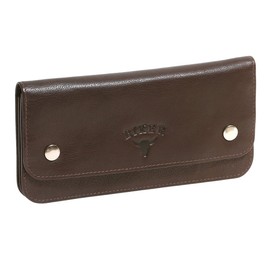 LEAS Wallet for bikers and truckers with embossed buffalo head biker in genuine leather, brown, brown