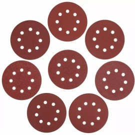 100Pcs 5'' 8-Hole Hook Loop Orbital Sander Paper 40-240 Grit Sanding Discsmaterial: Aluminum Oxide, grit: 40 60 80 120 240, size: 5''