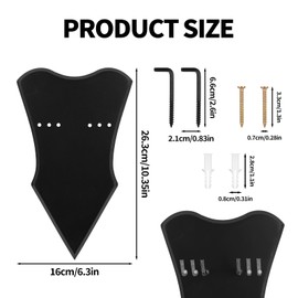 Gosknor Sword Wall Mount Set, Adjustable Wood Vertical Display Sword Holder Stand Rack Hanger with Nails and Buckles for Bow Medieval Dagger Axe (Black, Small)