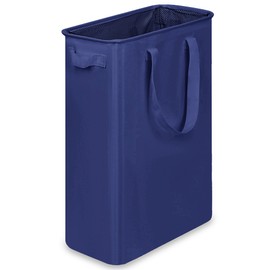 efluky Slim Laundry Basket, Narrow Laundry Hamper with Handles, Collapsible Dirty Clothes Hamper, Tall Laundry Bin for Laundry Room, Dorm and Bedroom, 12.7 Gallons(48L) Blue