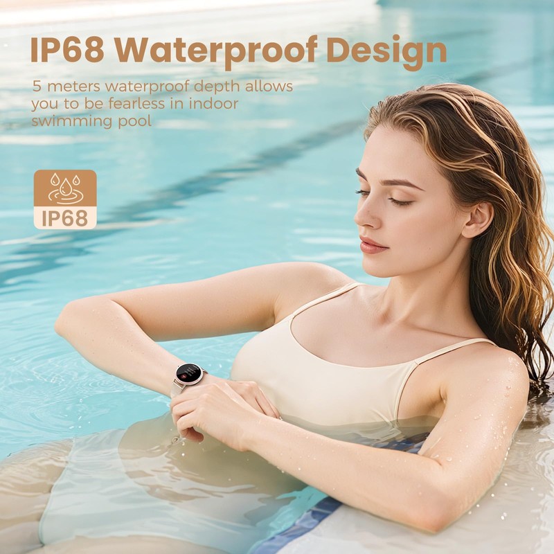 KEEPONFIT Smart Watches for Women Android/iPhone, IP68 Waterproof Fitness Tracker