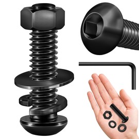 (20Sets) 1/4-20 Bolt x 1" Button Head Socket Cap Bolts Screws, Black Oxide 304 Stainless Steel Nuts and Bolts, 18-8 Allen Screws, Nuts and Bolts Assortment Kit, Fully Threaded Hex Spanner by Mywish