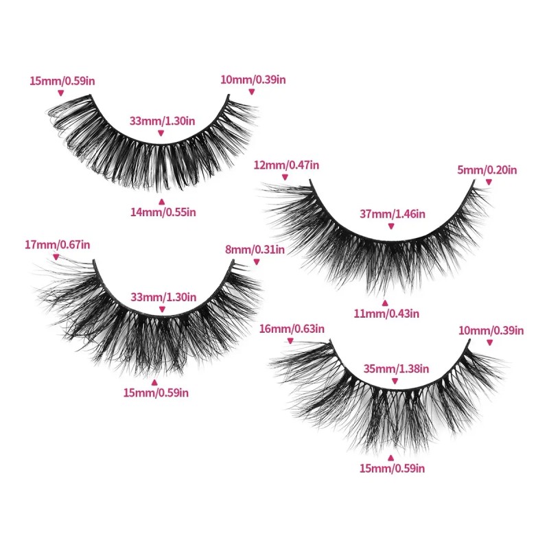 20 Pares Blister Extensiones De Pestañas 3d + Kit Maquillaje