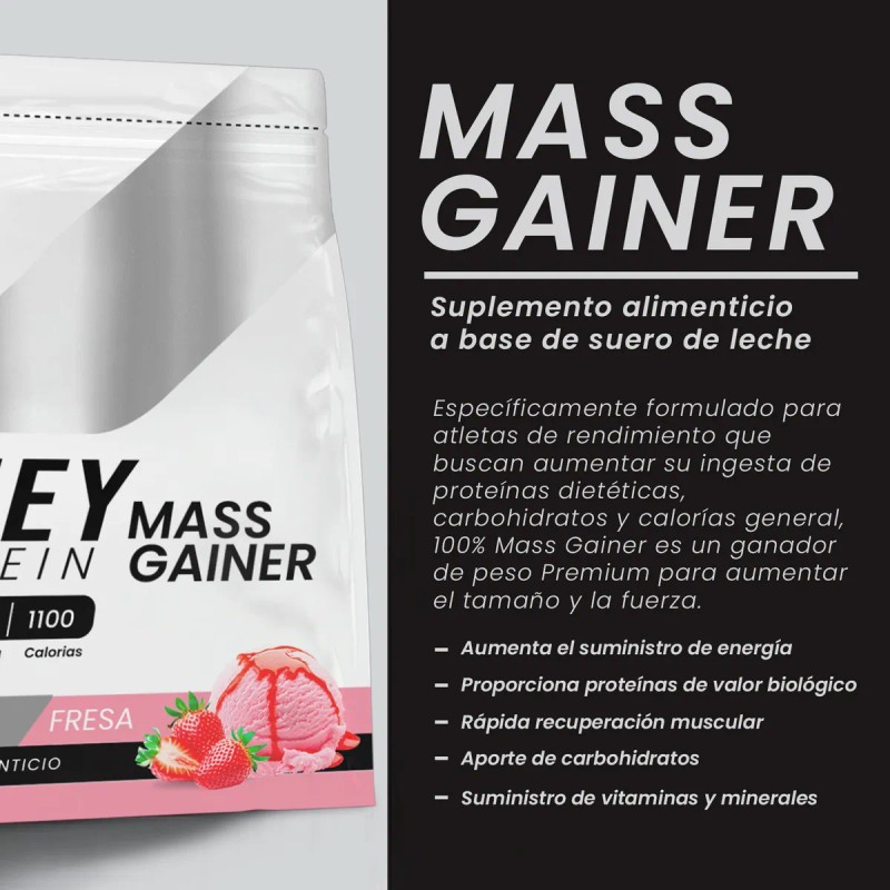 Suplemento Polvo Psn Whey Protein Mass Gainer 27kg Fresa