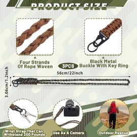 simarro 3 Pcs Heavy Duty Paracord Lanyard Keychain, Parachute Rope Necklace Keychains Braided Strong Keychains for Men Camping Hiking Traveling Camera Keys Whistle Walletsa Outdoor Activities