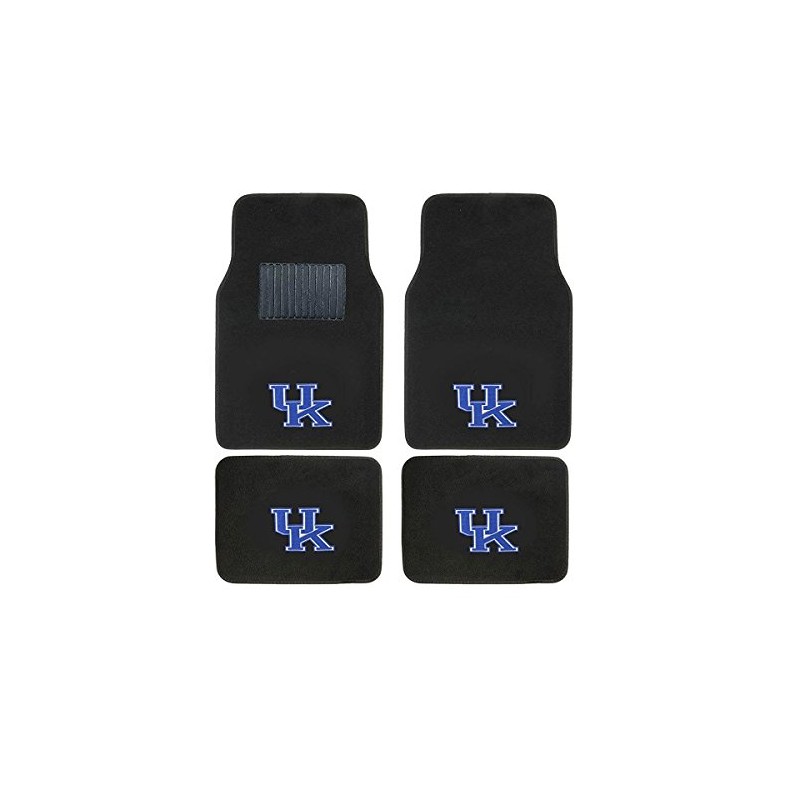 Kentucky WildCats 4 Pc Carpet Floor Mats And Chrome Metal
