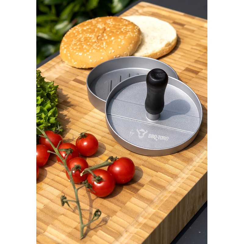 BBQ-Toro Aluminium burger press, diameter 11.8 cm, grey, meat shaper,