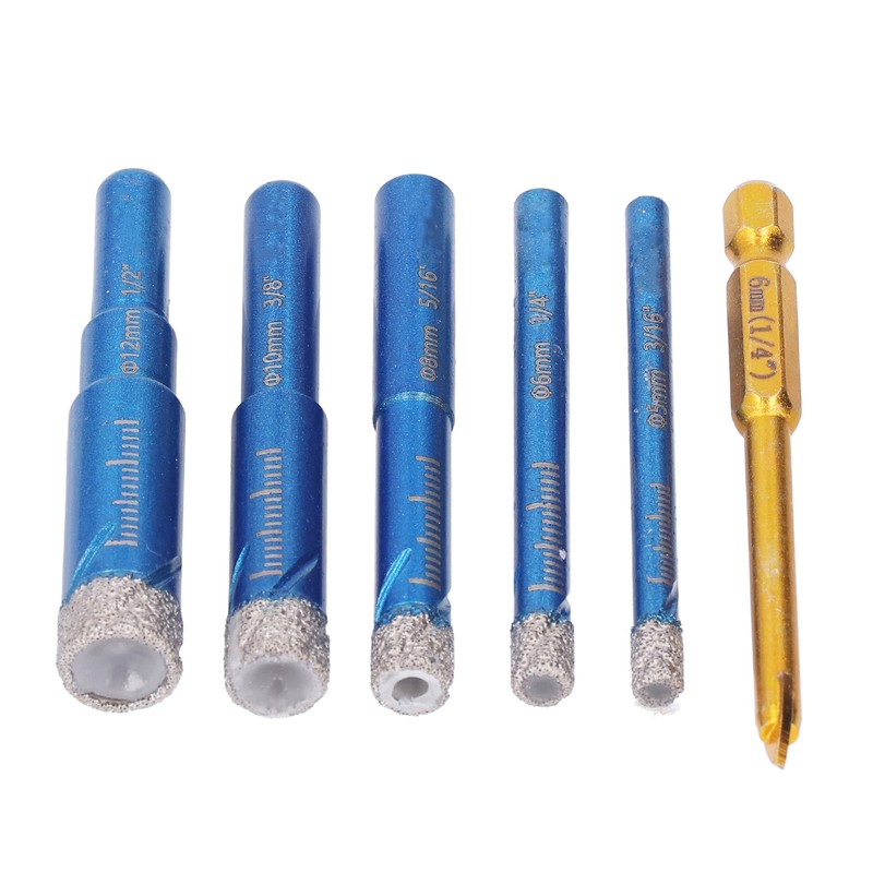 6PCS Brazed Dry Drill Bit Wear Resistant Vaccum Brazing Diamond