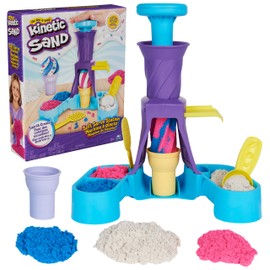 Kinetic Sand Kinetic Sand Softeis Station - mit 396 g original magischem Sand in drei Farben und umfangreichem Zubehör für kreatives Indoor-Sandspiel, für Kinder ab 3 Jahren