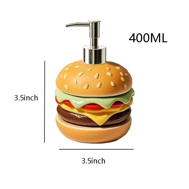 123Arts Soap Dispenser Hamburger Lotion Bottle Resin Liquid Dispenser Bathroom