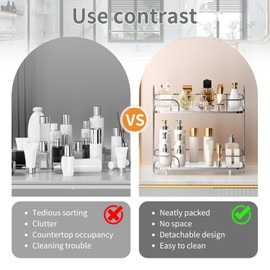 Seoneiro 2 Tier Corner Bathroom Counter Organizer, Cosmetic Skincare ，Bathroom Countertop Perfume Tray Vanity, Kitchen Spice Corner Storage Shelf